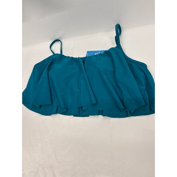 Cupshe women’s Size Large teal flowy swim top, bikini tops. NWT. - Picture 6 of 7